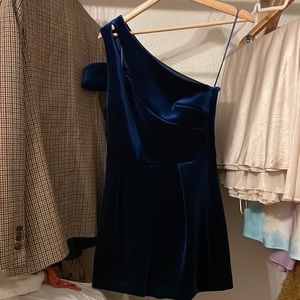 Topshop navy velvet romper, deep blue, royal blue